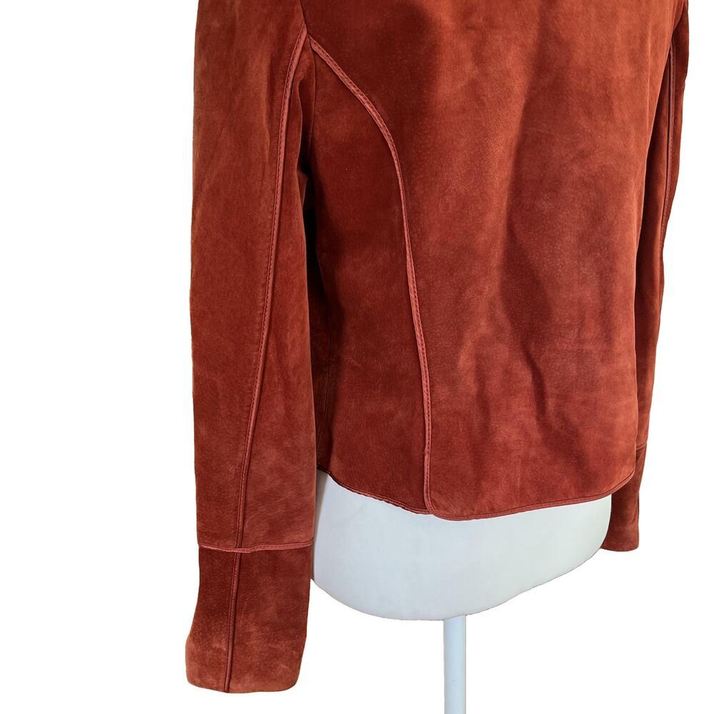 Di Vita Suede Moto Blazer Jacket Size 8 Burnt Orange - Picture 7 of 16